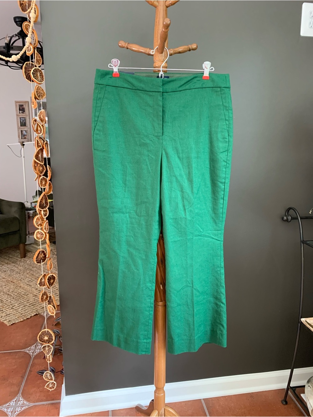 J. Crew Emerald Green cropped flared Pants